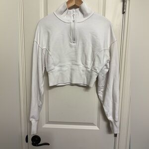 Offline by Aerie White Half-Zip Cropped Sweatshirt